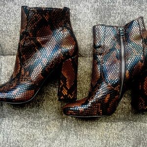 Steve Madden snake print leather booties
